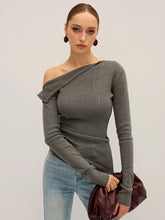 One Shoulder Ribbed Knit Top